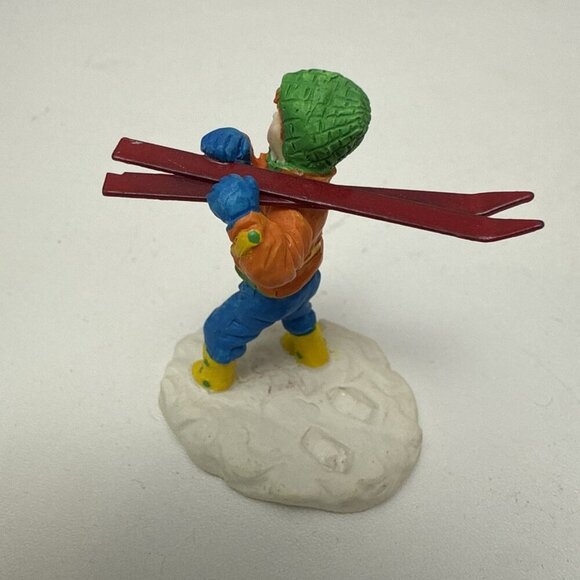 Lemax Skier Christmas Village Figurine Boy, Carrying Skis Miniature - Picture 3 of 6